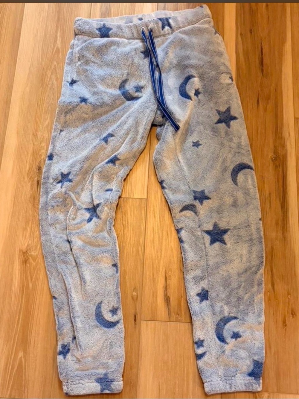 Joyspun super soft blue fleece PJ pants dark blue stars and crescent moons S